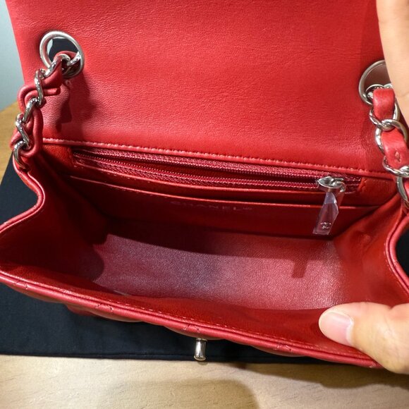 Chanel Quilted Lambskin Mini Square Flap Red NWT - Picture 11 of 16